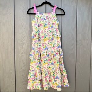 Boden Tiered Ruffled Multi Color Animal Novelty Print Girls Size 9-10 Youth Maxi